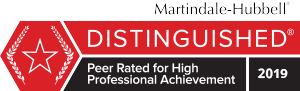 Badge - Martindale Hubbell - Distinguished - Peer Rated for High Professional Achievement - 2019